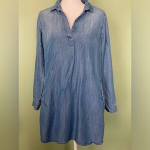 Cloth & Stone Women's Chambray Top V-Neck Long Sleeve Tunic Top Size Medium